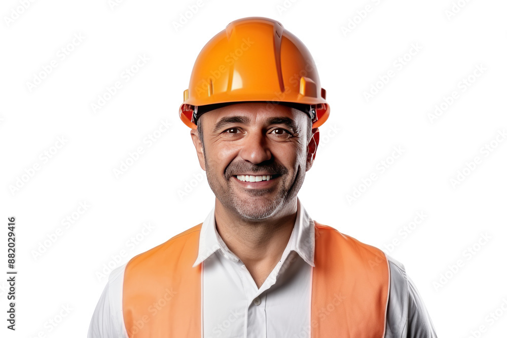 Male engineer wearing a safety helmet ,Isolated on white background Male engineer wearing a safety helmet ,Isolated on white background