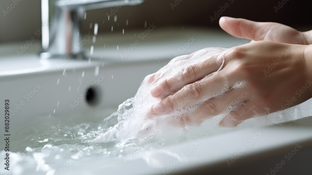 Fototapeta premium Washing Hands for Cleaning Hygiene and Health for Safety of Immune System from Germs