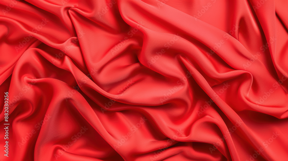 Vibrant red satin fabric with intricate folds creating a luxurious and elegant texture, perfect for background or design purposes. Vibrant red satin fabric with intricate folds creating a luxurious and elegant texture, perfect for background or design purposes.