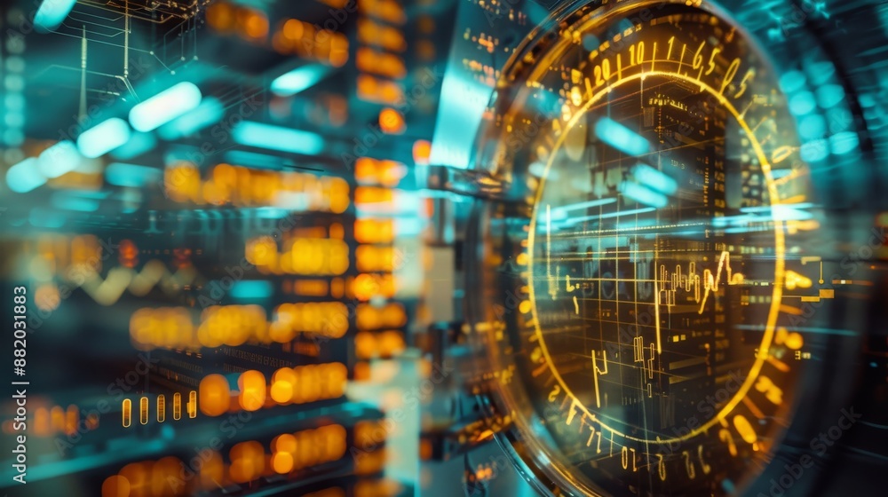 Obraz premium Futuristic Digital Interface with Data Visualization