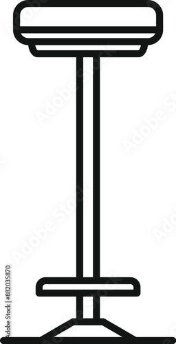 Simple black and white line art of a stool, perfect for representing bar seating or furniture design