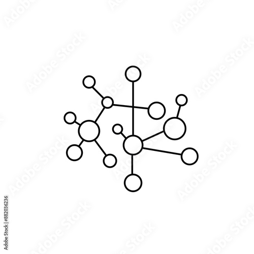 single line molecule icon. Chemical science, molecular structure, DNA cell protein vector illustration in chemical laboratory.  Scientific research..eps