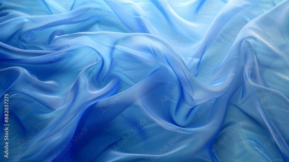 Obraz premium Abstract blue fabric texture with flowing, wavy patterns. Perfect for backgrounds or artistic projects.