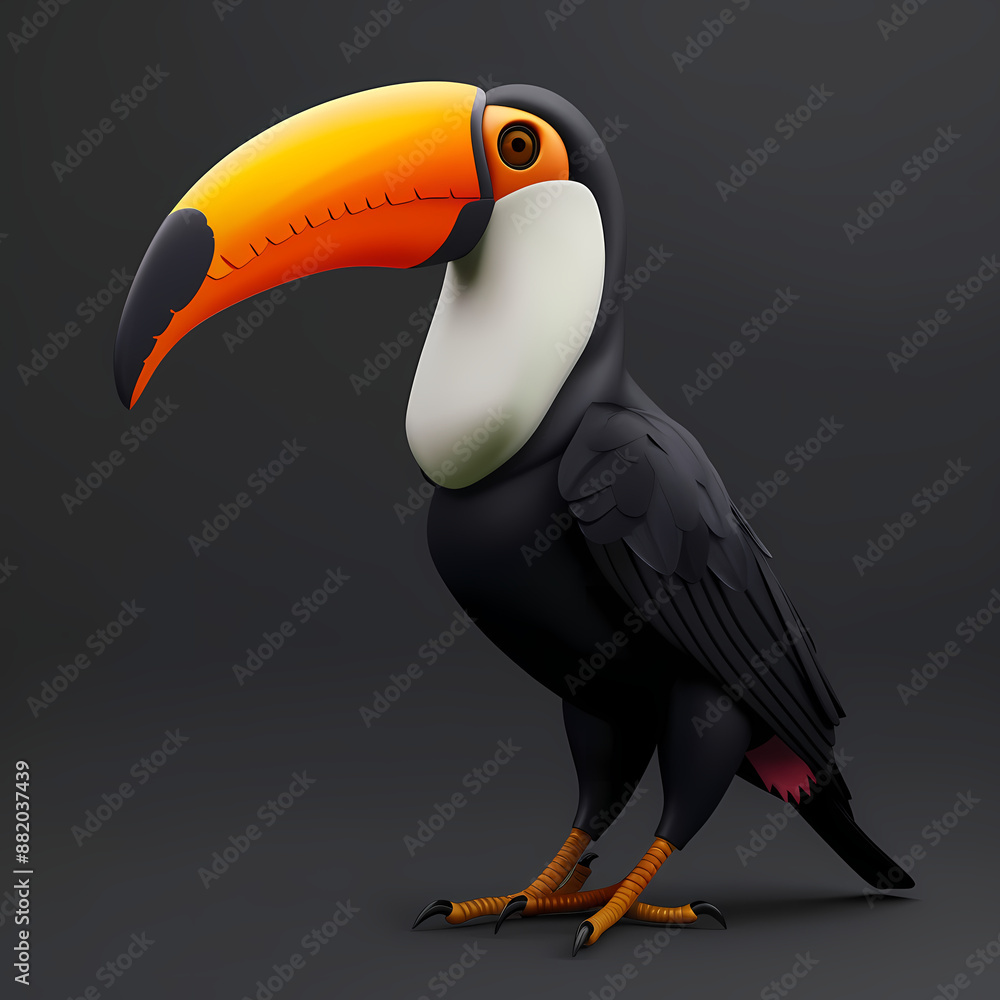 Naklejka premium 3D toucan vector image,very artistic fashion