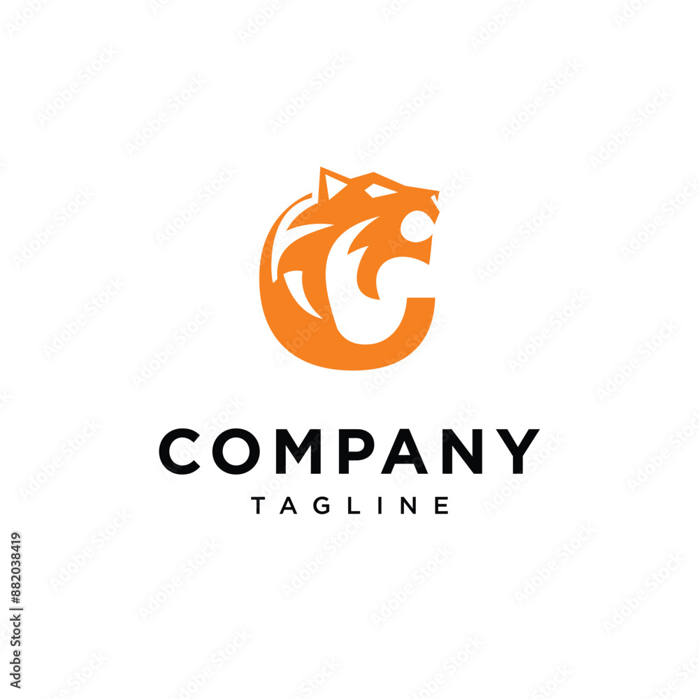 Obraz premium Letter C Tiger Head Logo Icon Vector Template