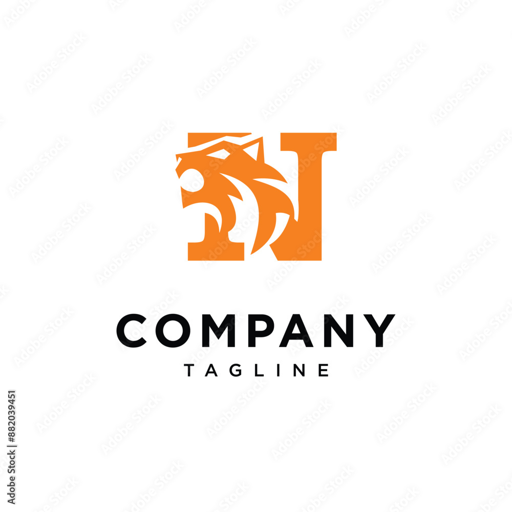 Letter N Tiger Head Logo Icon Vector Template