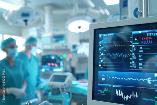 Wallpaper Mural Medical Team in Operating Room with Vital Monitors Torontodigital.ca