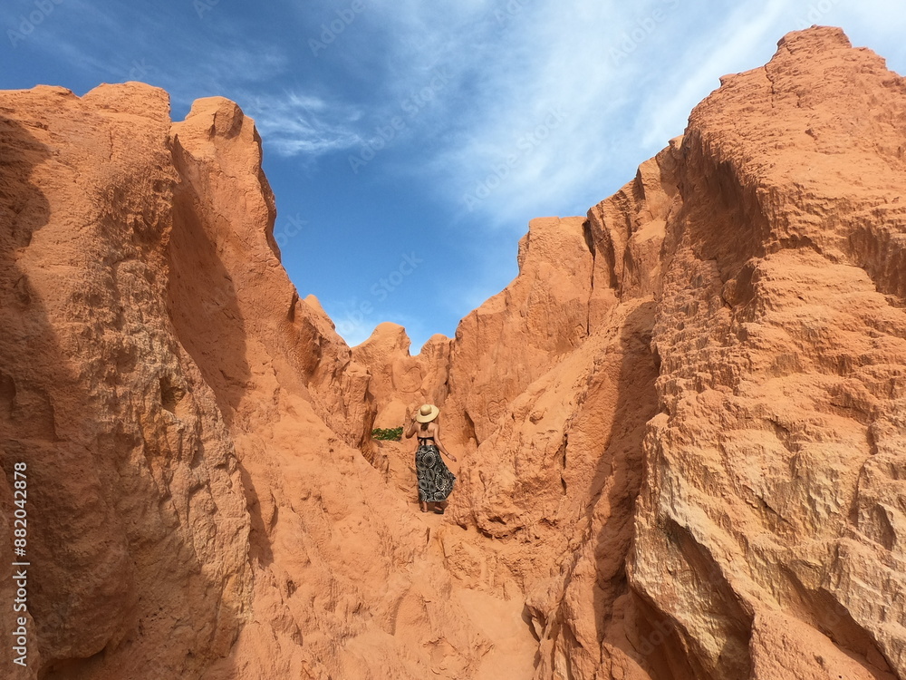 Fototapeta premium mulher nas falésias de canoa quebrada, ceará 