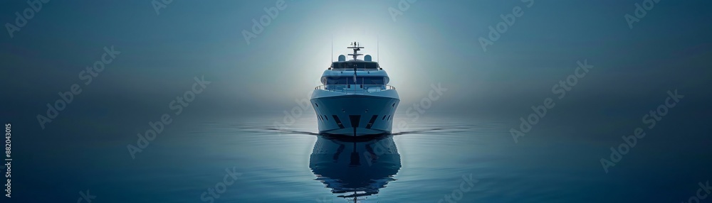 Innovative digital vessel utilizing AI for superior navigation capabilities set against a serene ocean backdrop emphasizing blue technology progress Innovative digital vessel utilizing AI for superior navigation capabilities set against a serene ocean backdrop emphasizing blue technology progress