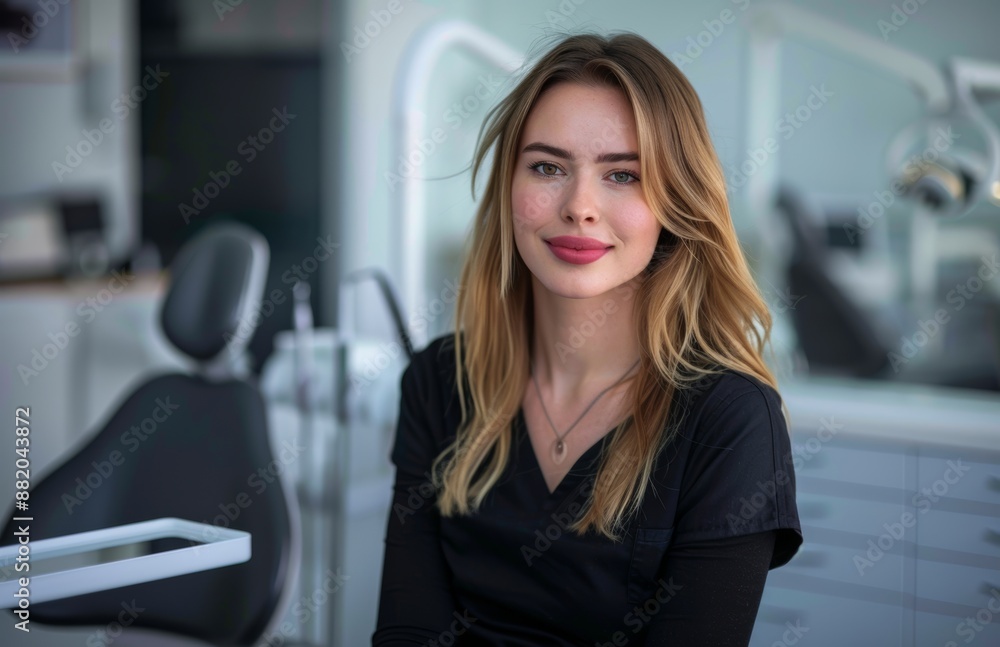 Dental care being provided to a beautiful woman at a dentist's office. Dental care being provided to a beautiful woman at a dentist's office.