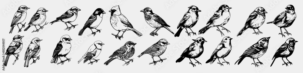 Bird Vector Set, Hand-Drawn Illustration. Isolated Vector Black Outline Birds, Symbolizing Nature, and Wildlife Elements for Creative Projects Bird Vector Set, Hand-Drawn Illustration. Isolated Vector Black Outline Birds, Symbolizing Nature, and Wildlife Elements for Creative Projects