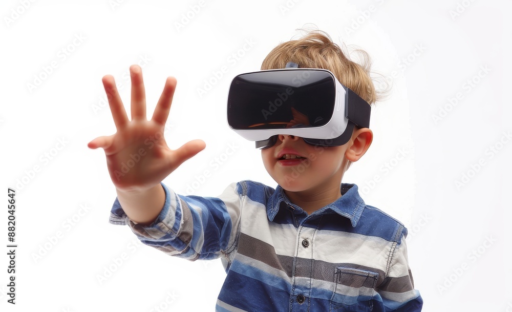 Stunning photography of an attractive boy wearing virtual reality goggles at home. Concept of entertainment technology and generation Z. Stunning photography of an attractive boy wearing virtual reality goggles at home. Concept of entertainment technology and generation Z.