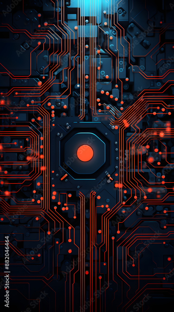 Fototapeta premium digital cyberpunk circuits pattern graphics poster mobile phone background