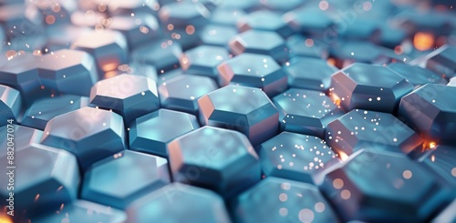 Abstract Hexagon Pattern With Blue and White Hues