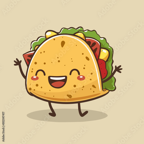 Cute Cartoon Taco Food Char...