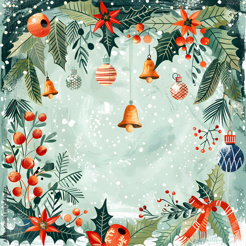 2D illustrated New Year card in a cute graphic style 2D illustrated New Year card in a cute graphic style