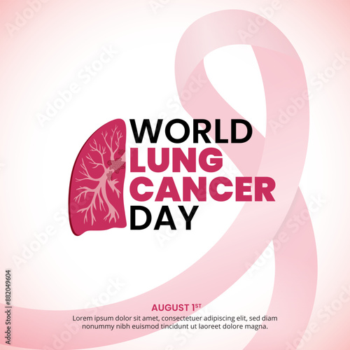 World Lung Cancer Day background with a lung and ribbon