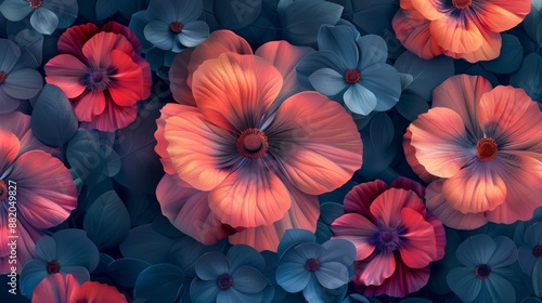 Wallpaper Mural Floral Tapestry of Crimson and Azure Torontodigital.ca