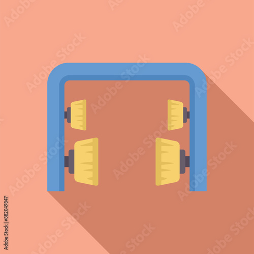 Illustration of an automatic car wash system cleaning a vehicle with rotating brushes
