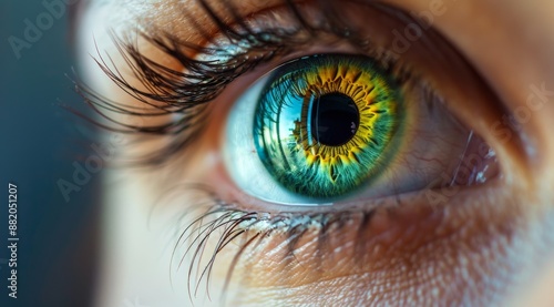 Close Up of a Green Eye With Reflections