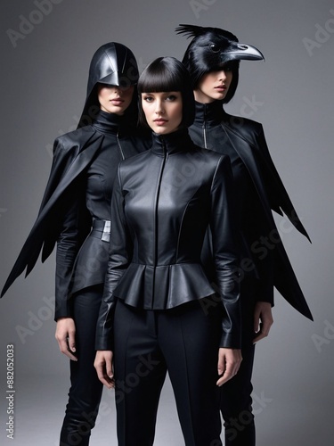 Fashion photo shoot in the style of a black raven