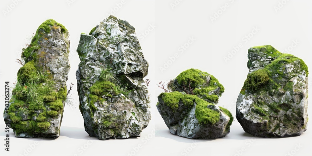 Close-up shot of rocks covered in lush green moss Close-up shot of rocks covered in lush green moss