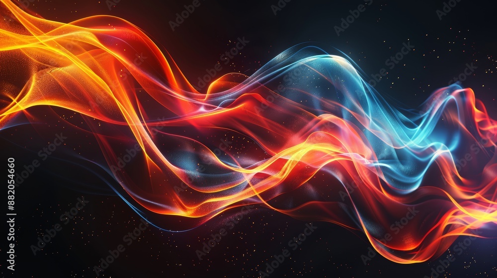 Fototapeta premium This abstract painting captures the depth and movement of a mesmerizing light installation.