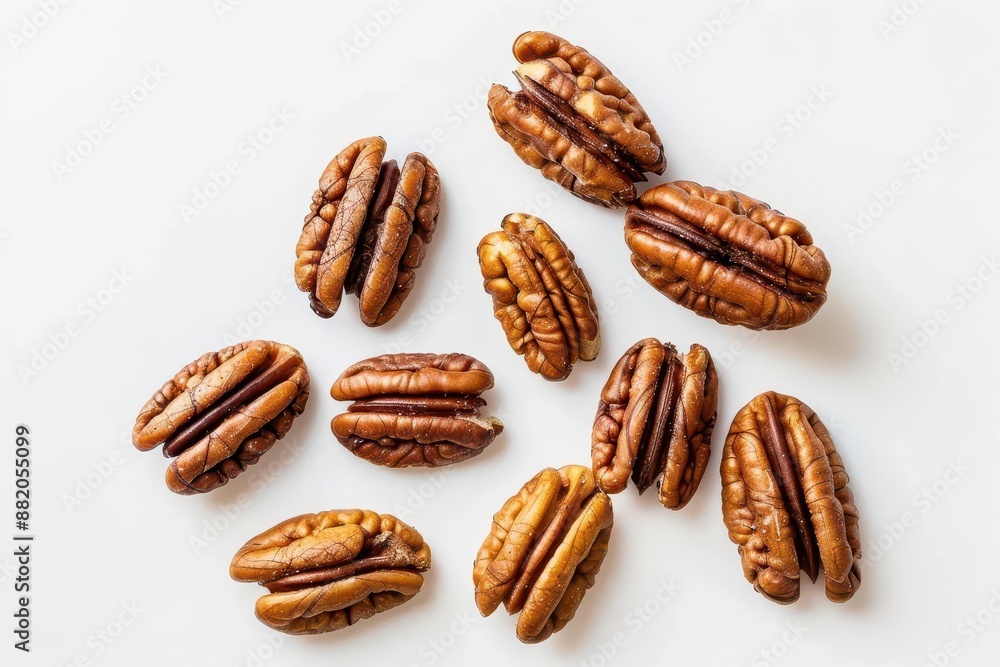 artistic arrangement of fresh pecans on a clean white background soft shadows and highlights accentuating the natural textures and shapes of the nuts artistic arrangement of fresh pecans on a clean white background soft shadows and highlights accentuating the natural textures and shapes of the nuts