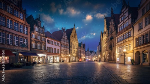 AI generator image of Munster, Germany at the night times © Nan
