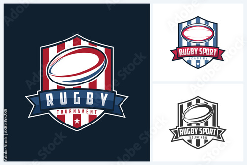 Rugby logo sport design template, rugby emblem vector, rugby tournament badge logo design vector illustration