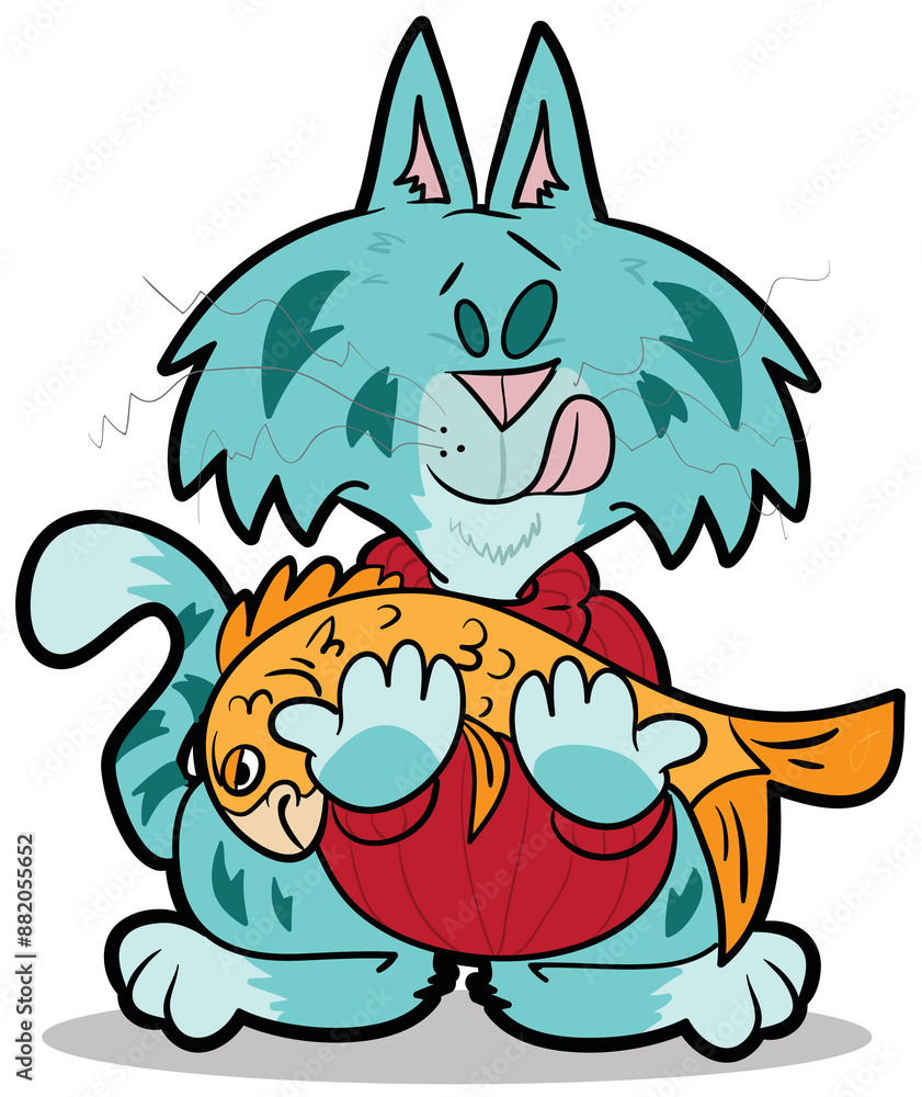 Hungry cat with Fish Hungry cat with Fish