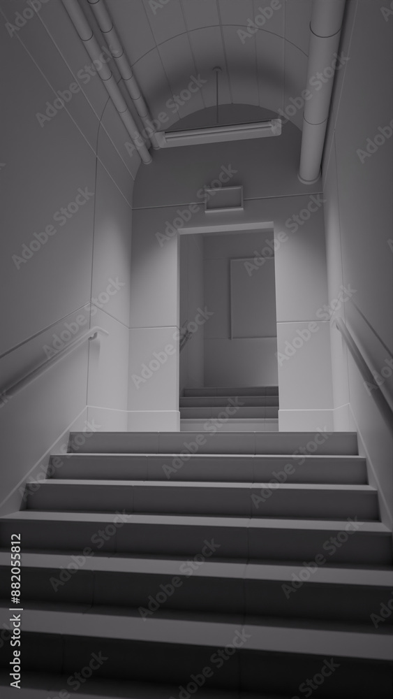 Fototapeta premium Underground stairwells exit scene premium photo 3d render 