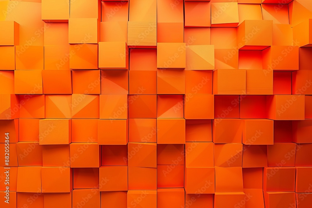 Fototapeta premium Abstract 3D pixel square texture background with orange color