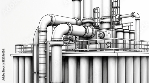 Outlined shapes of controlled goods, monochrome, technical drawing, high detail, clean lines, industrial setting