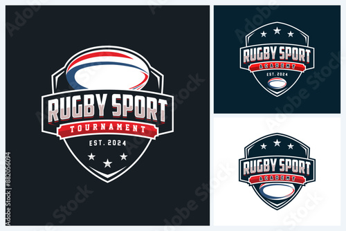 Rugby logo sport design template, rugby emblem vector, rugby tournament badge logo design vector illustration