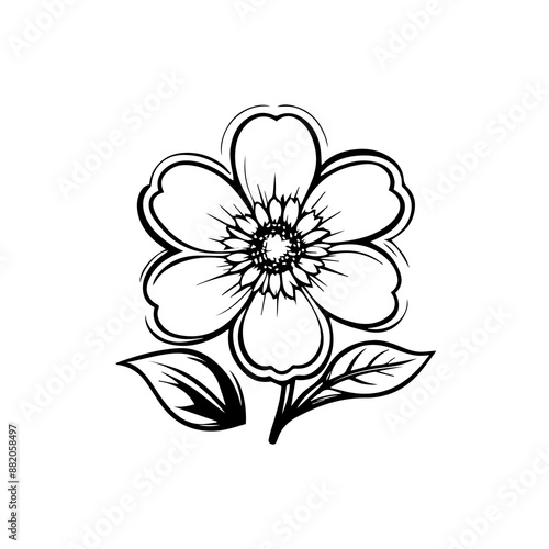 isolated on white background. Flower simple Vector illustration.