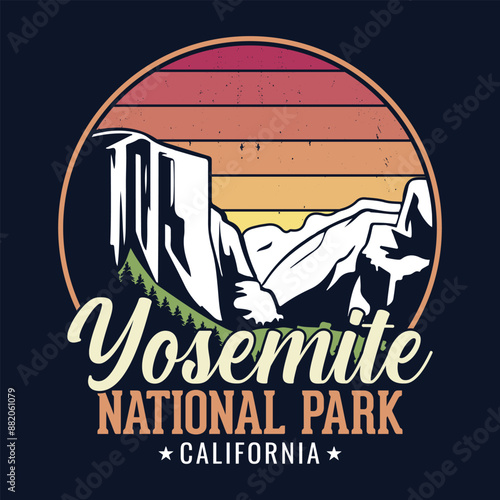 Yosemite National Park, California - Adventure t-shirt design for tourism