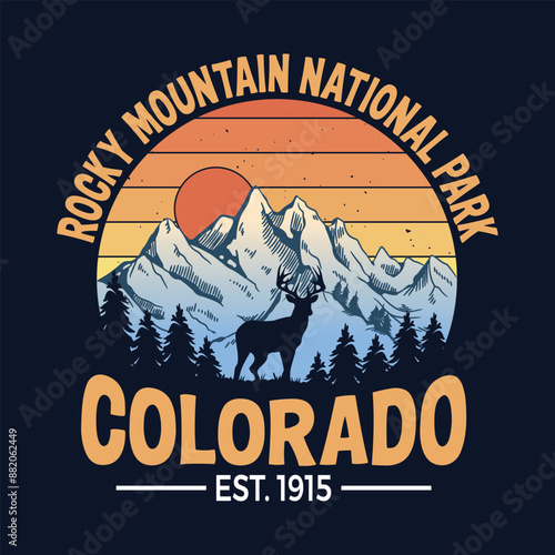 Rocky Mountain National Park, Colorado Est 1915 - Adventure t-shirt design for tourism