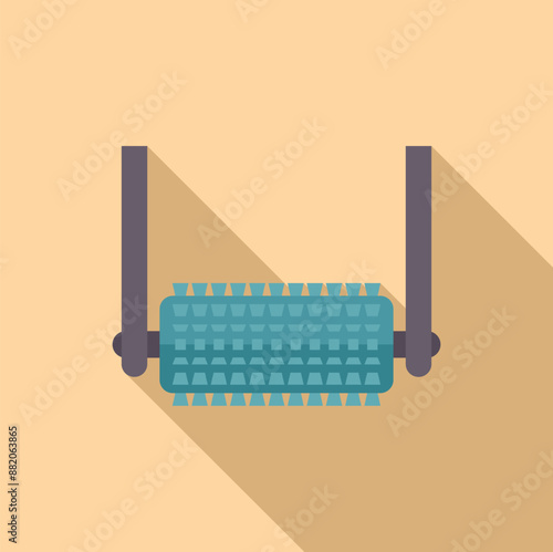 Automatic car wash system cleaning rotating brush icon in flat style on a beige background