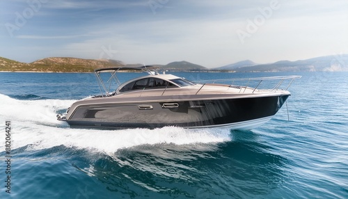 Pearl Perfection: The Elegance of a Streamlined Motorboat" "Cutting Through Calm Waters: Chic Design in Motion" "Sleek and Smooth: The Pearl-Colored Motorboat Experience