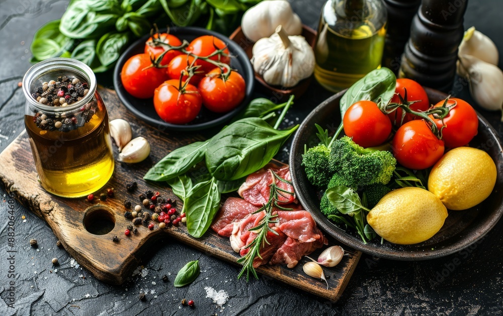 Food ingredients ready for a recipe preparation Food ingredients ready for a recipe preparation