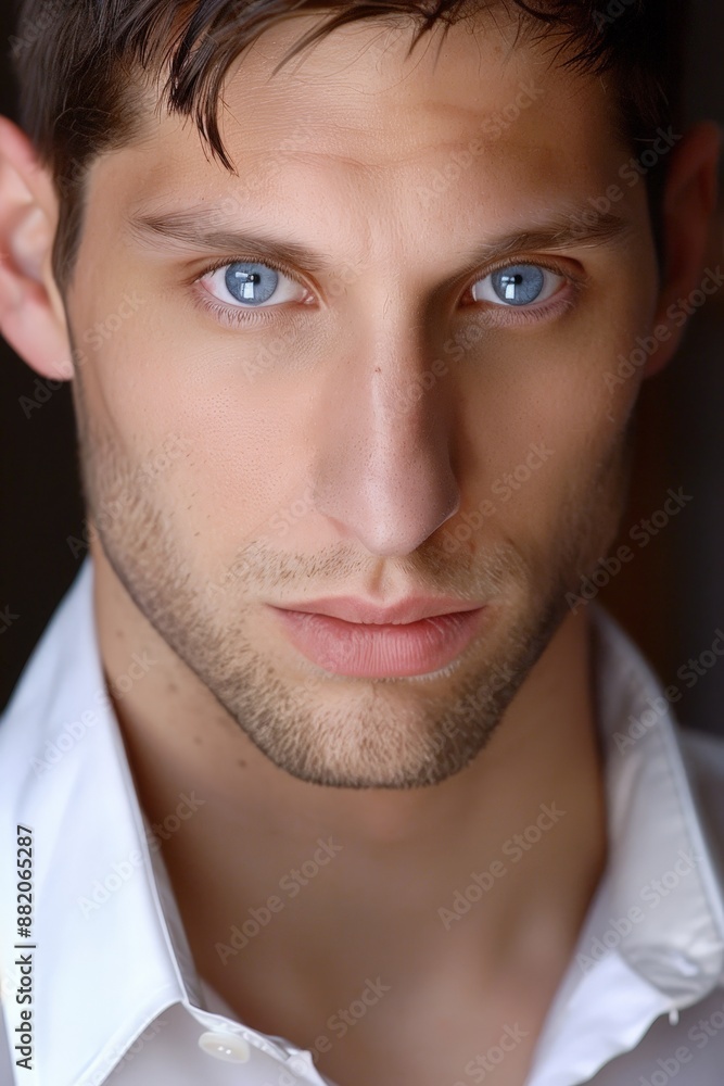 young man with and intense eye contact young man with and intense eye contact