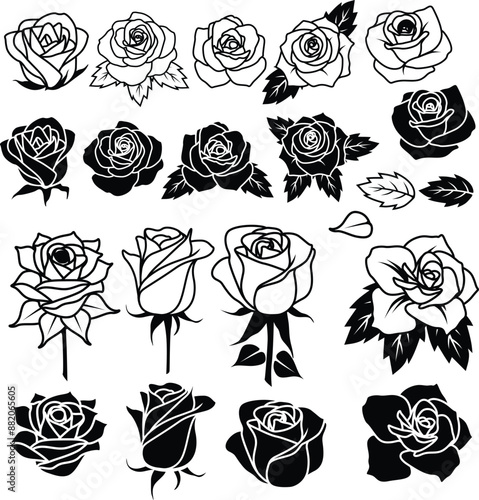 Wallpaper Mural Roses Flowers Bundle Illustrations | Original Drawing Torontodigital.ca