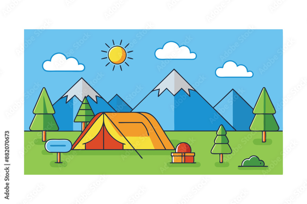 Sunny day camping illustration Sunny day camping illustration
