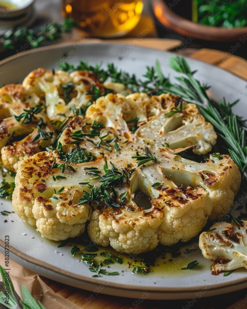 roasted cauliflower steaks with herbs roasted cauliflower steaks with herbs