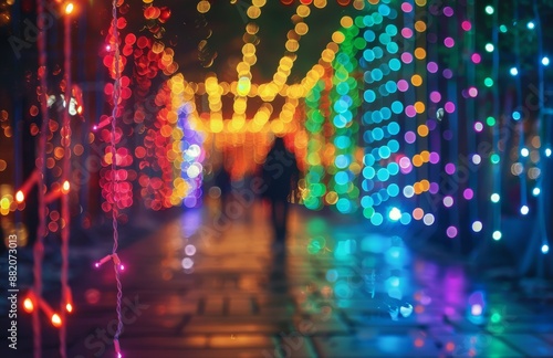 Colorful String Lights With Bokeh Background During Evening Hours
