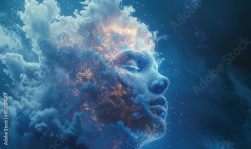 Digital Portrait Formed From Clouds