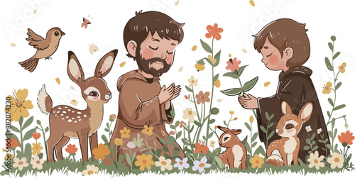 Saint Francis with Animals and Flowers