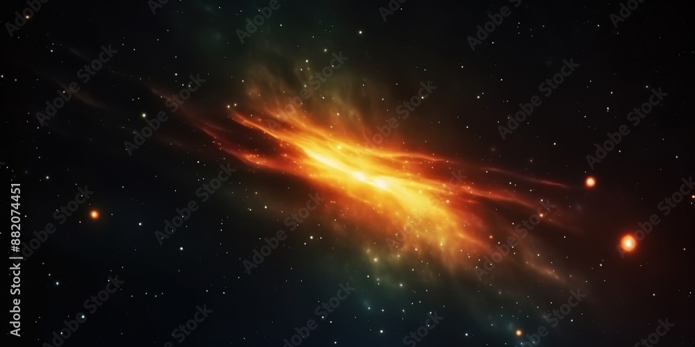 Cosmic Nebula with Bright Orange Glow Cosmic Nebula with Bright Orange Glow