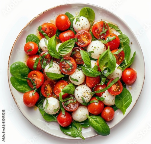 Fresh Mozzarella, Tomato, and Basil Salad on a Plate